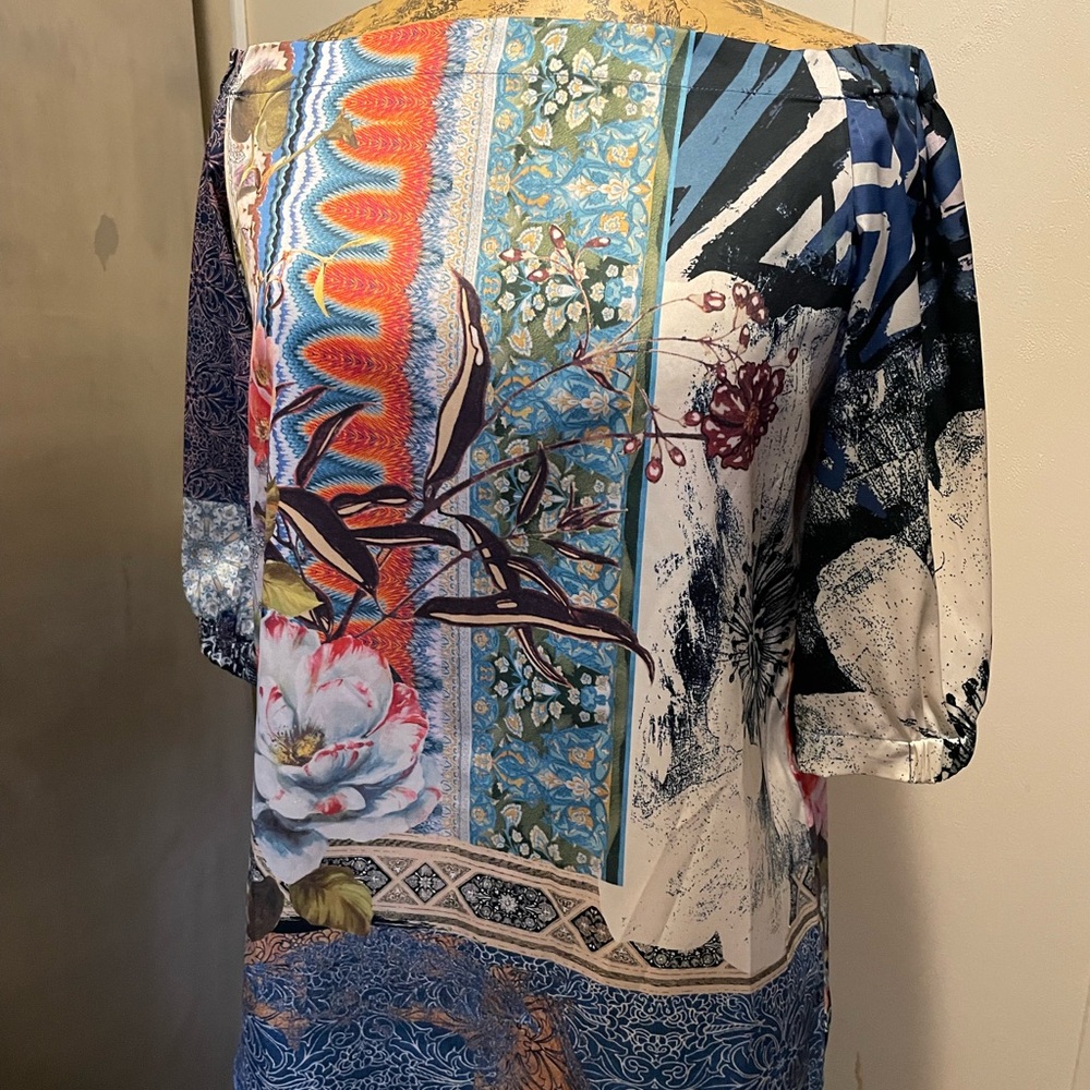 Chico's Vibrant Floral and Abstract Print Blouse